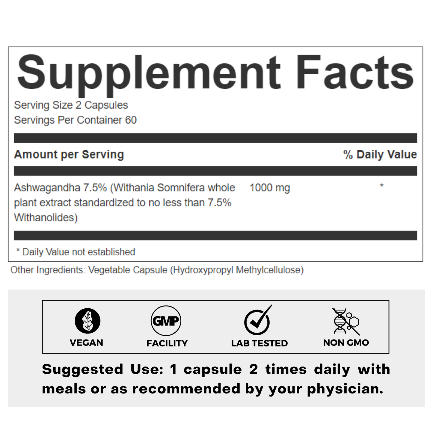 FōLIUS LABS® Ashwagandha Supplements Facts