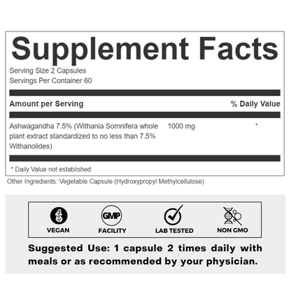 FōLIUS LABS® Ashwagandha Supplements Facts