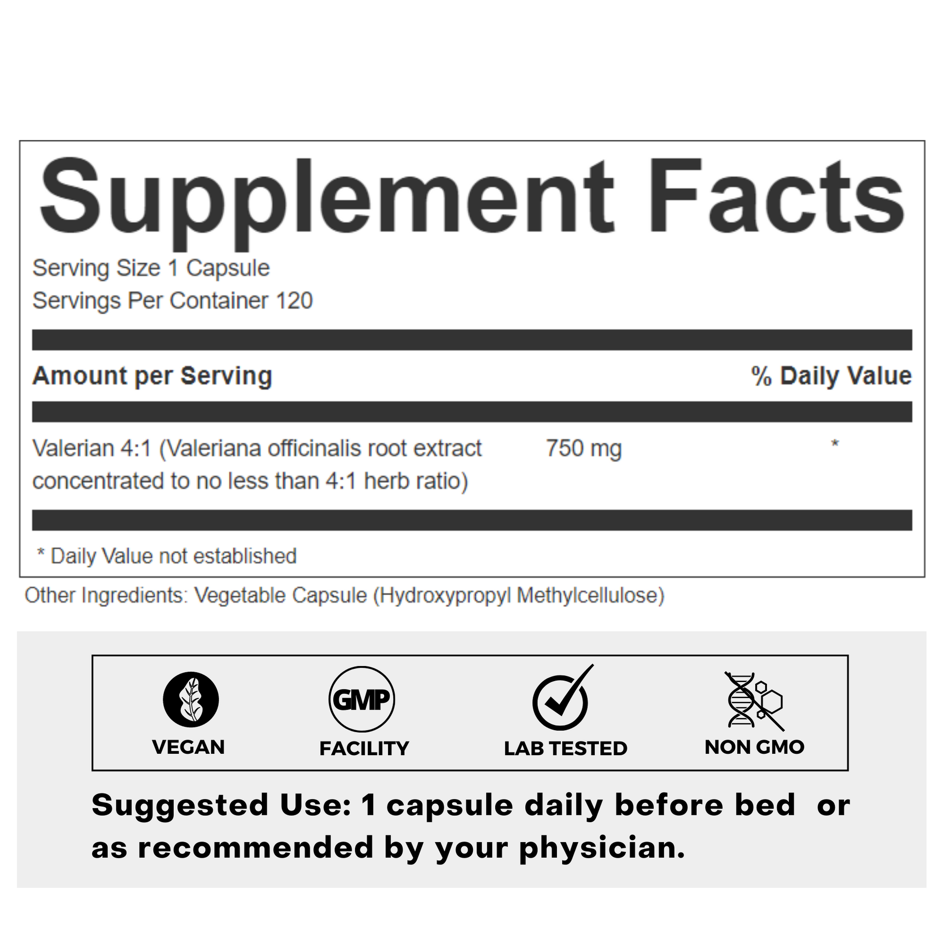 Valerian Extract 4:1 Supplement Facts